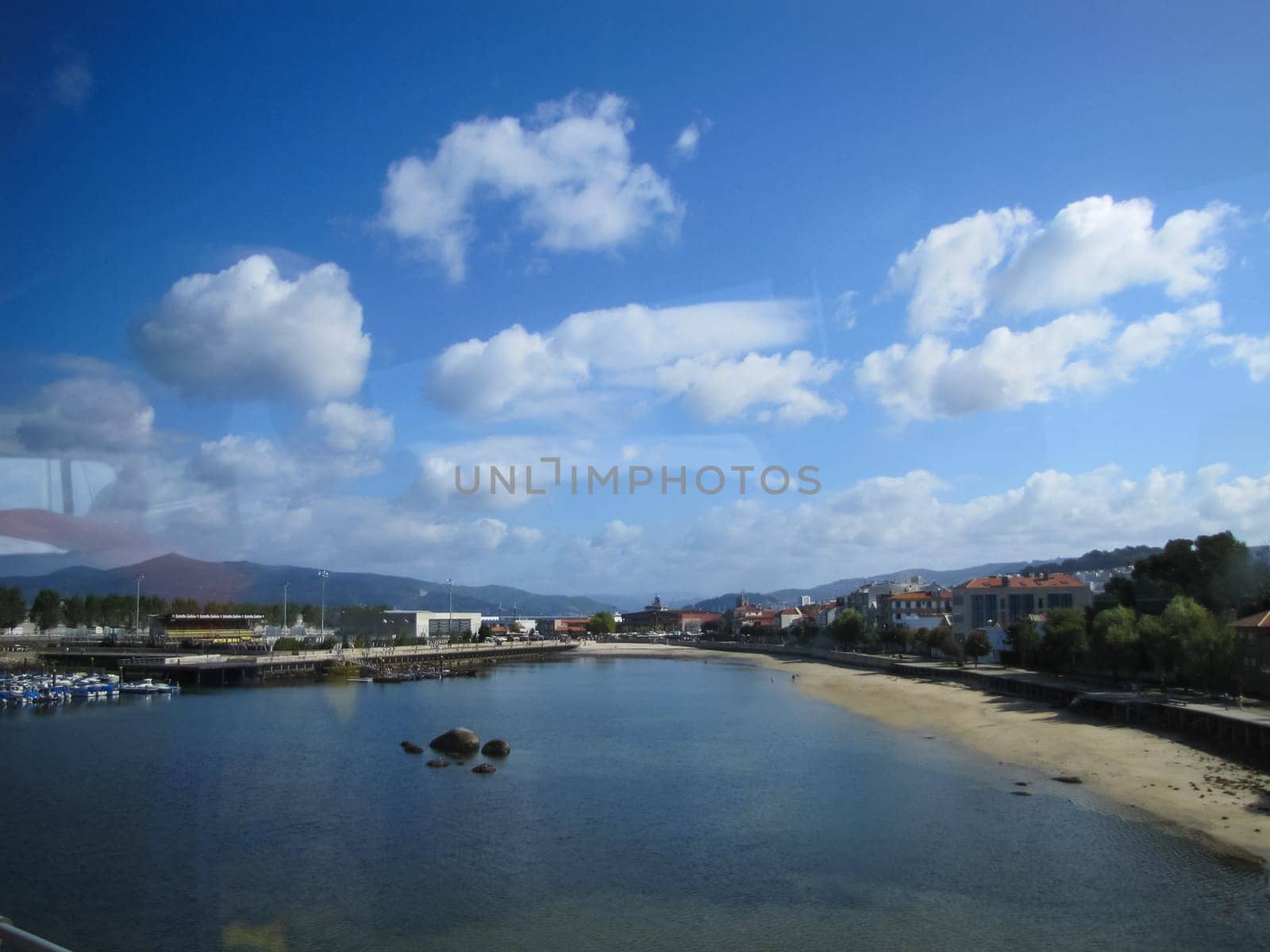 Sea port and piers of the city of Vigo in Spain. Resort town in Spain Vigo.