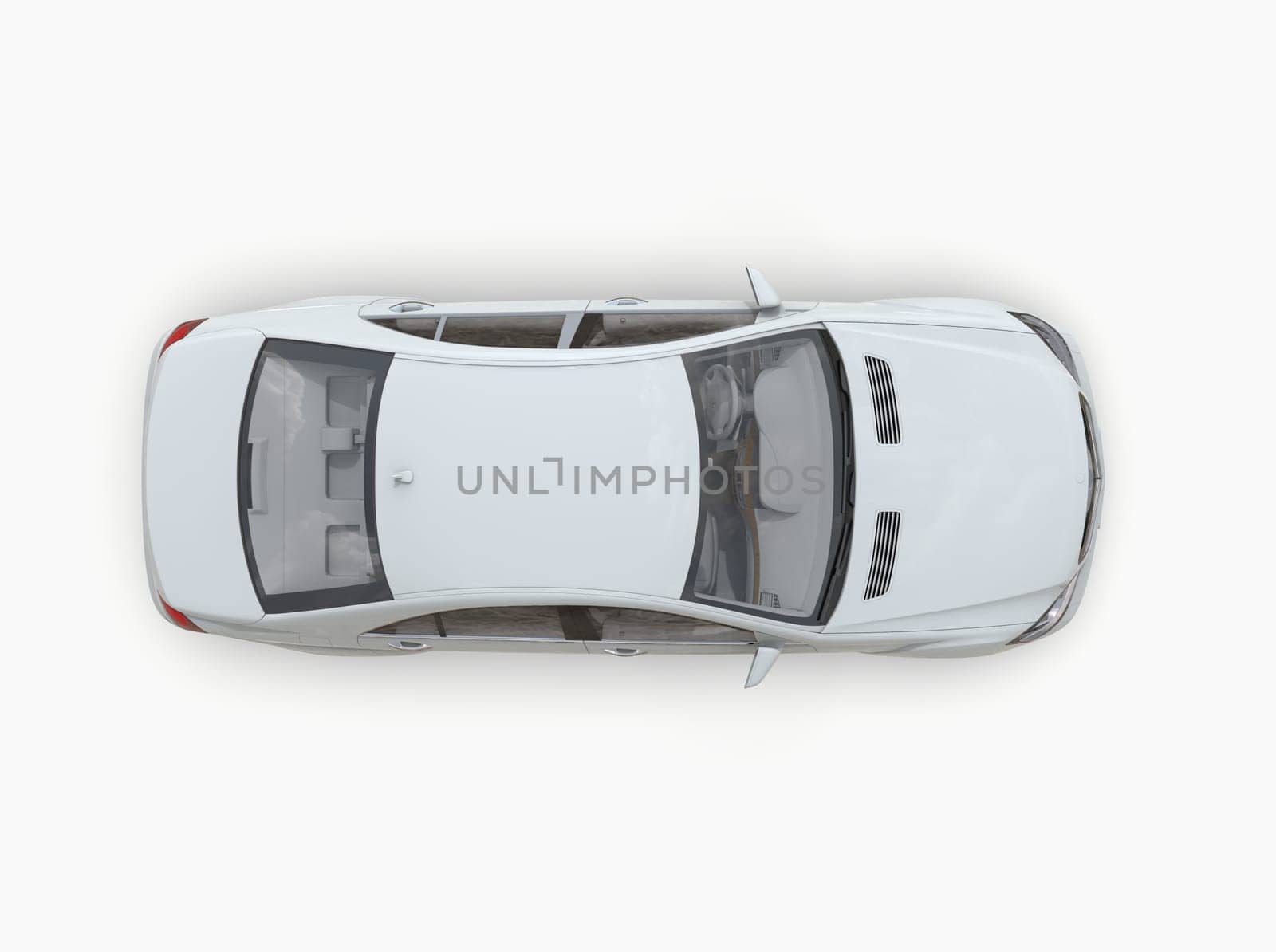 Generic and Brandless Luxury Car Isolated on White 3d Illustration, Contemporary Sedan Studio, Dealership Automobile Industry, Auto Transport, Infographics Automotive Background, City Vehicle Template