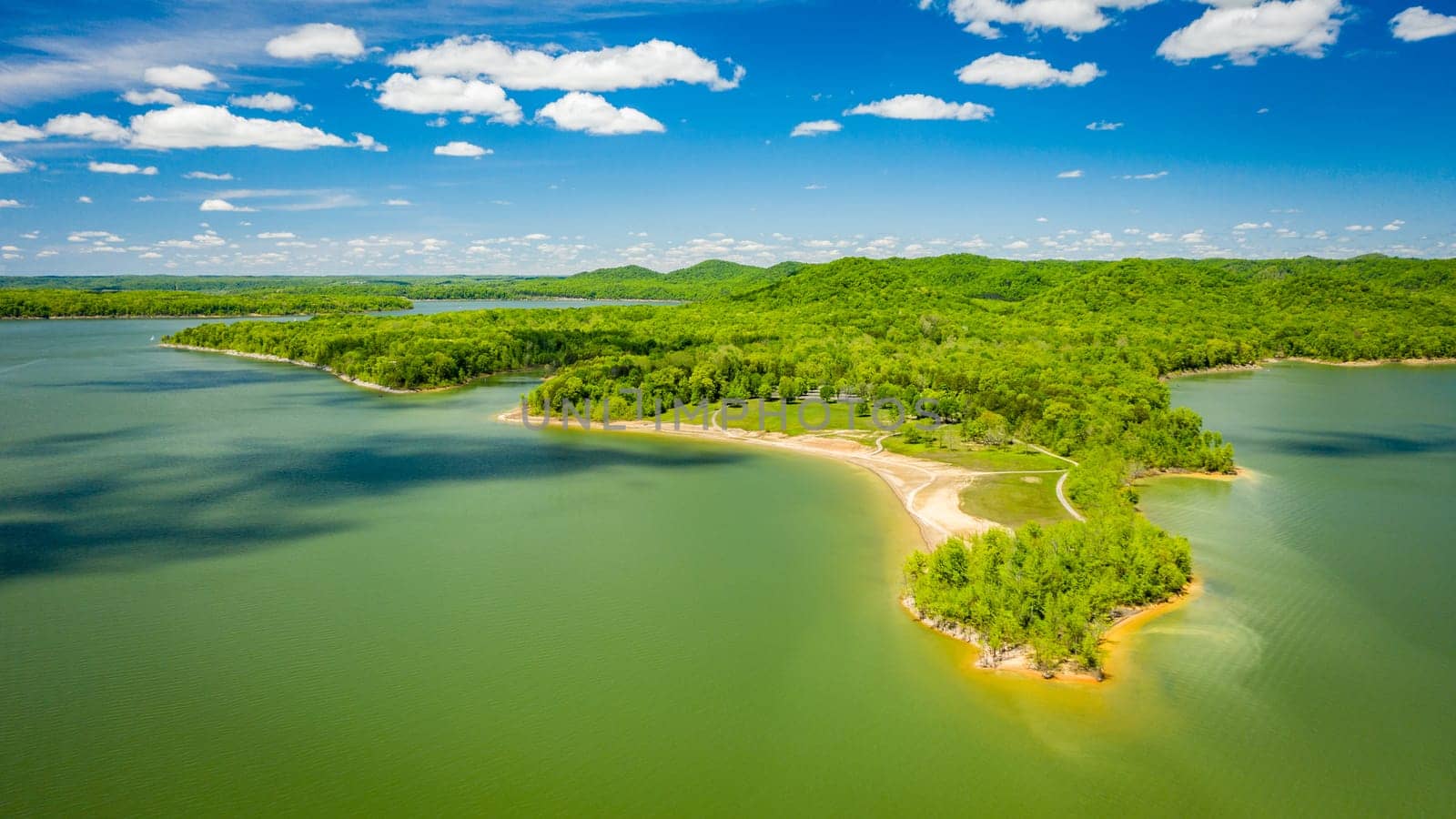 Beautiful aerial view of Cave Run Lake in Kentucky