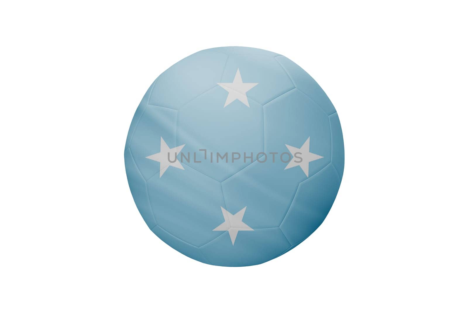 Football in the colors of the Federated States of Micronesia flag isolated on white background. In a conceptual championship image supporting Federated States of Micronesia.