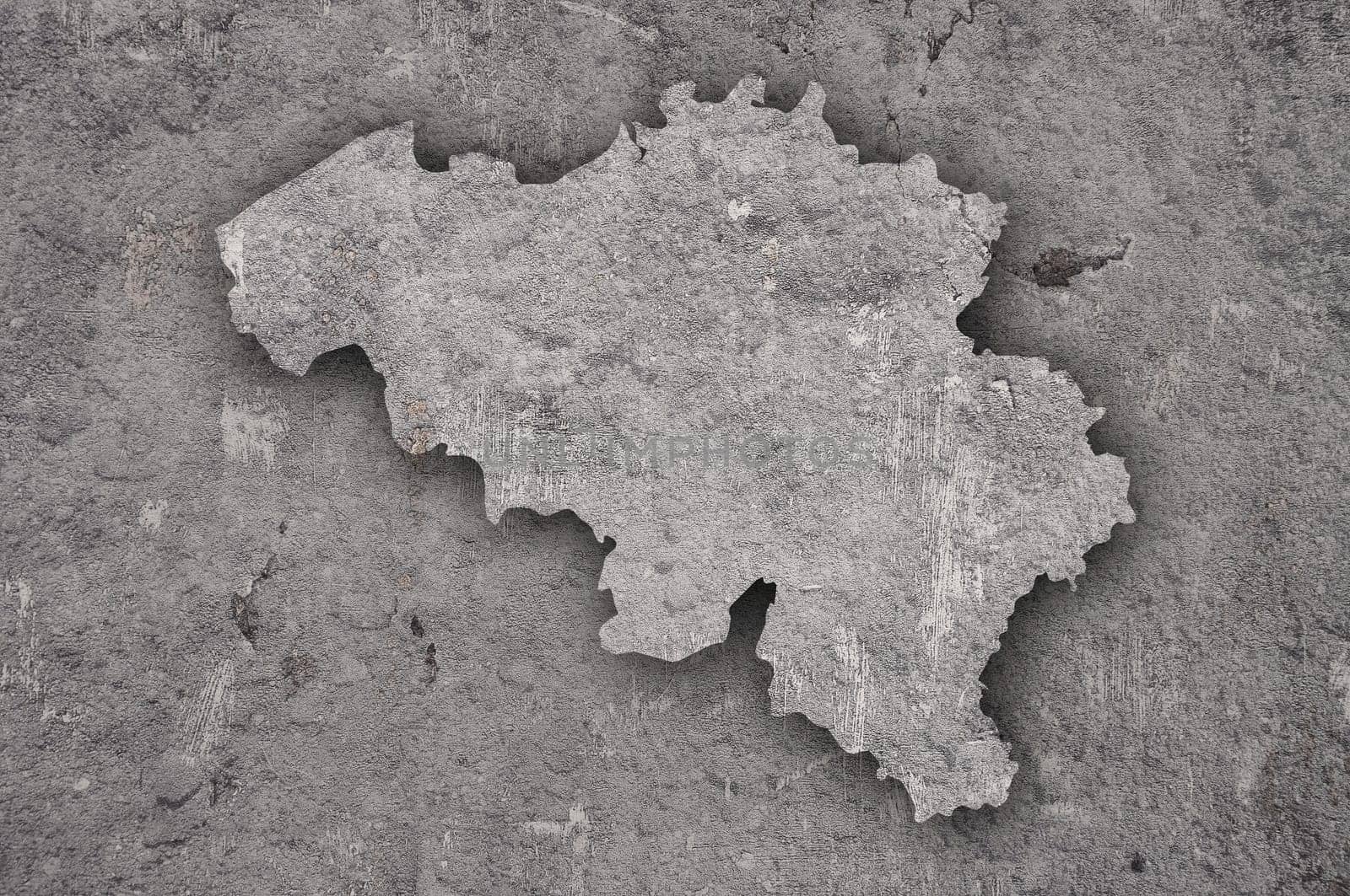 Map of Belgium on weathered concrete