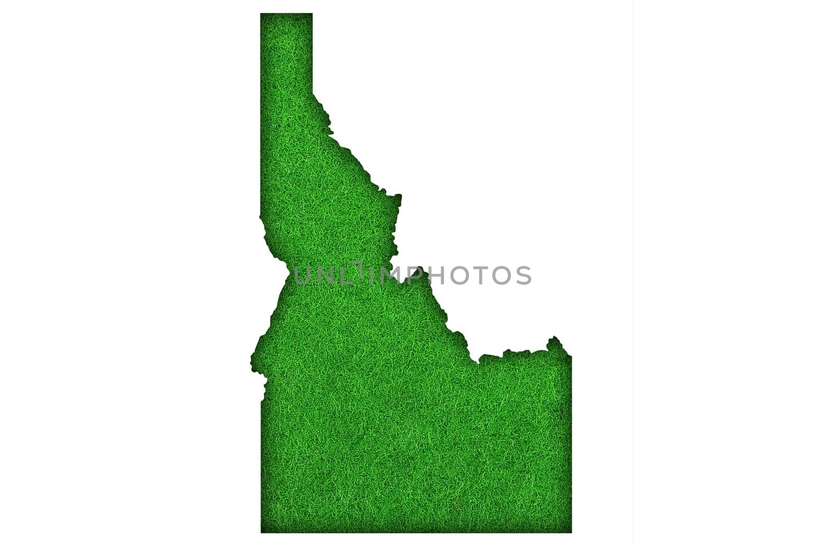 Map of Idaho on green felt