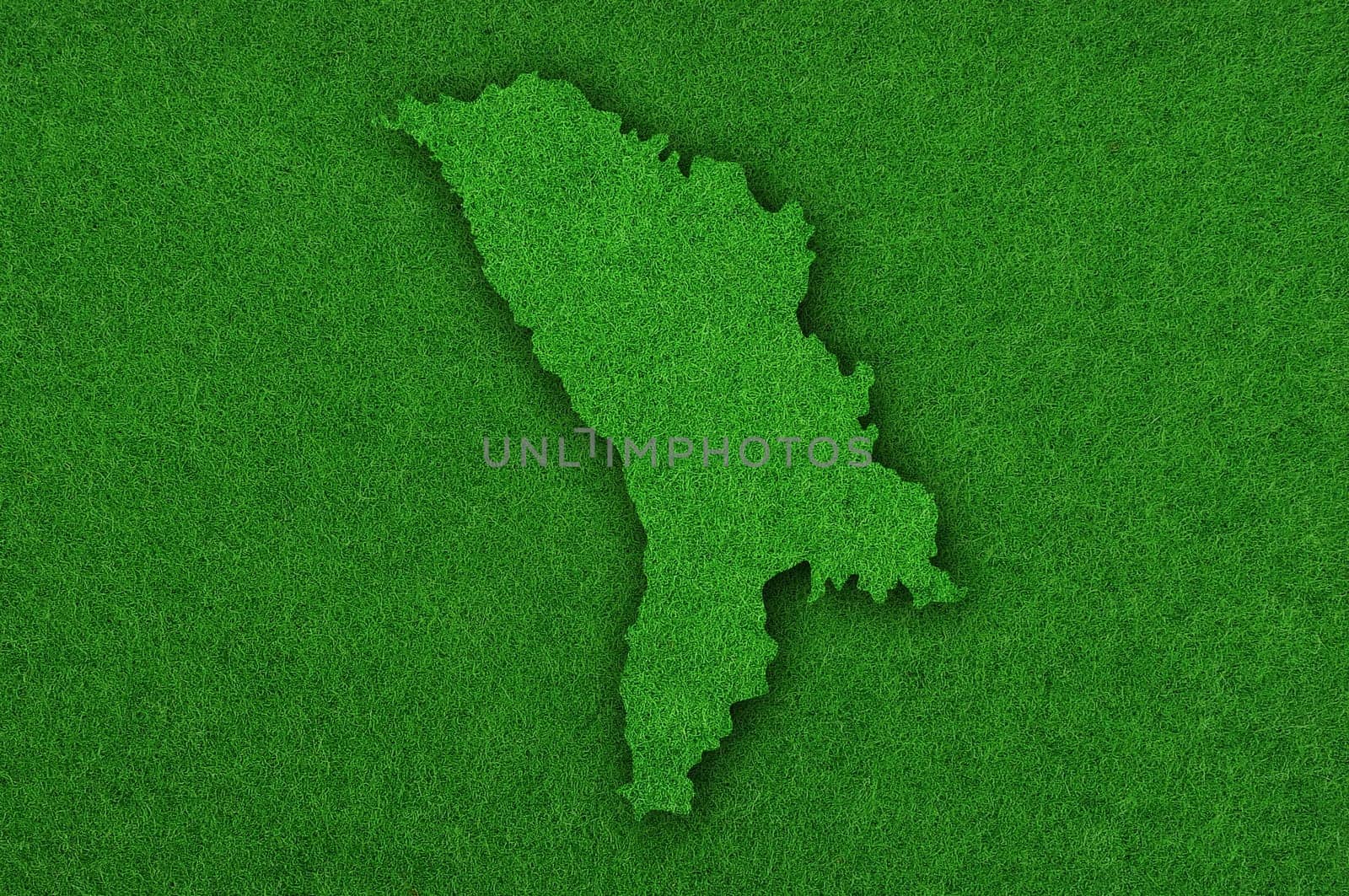 Map of Moldova on green felt