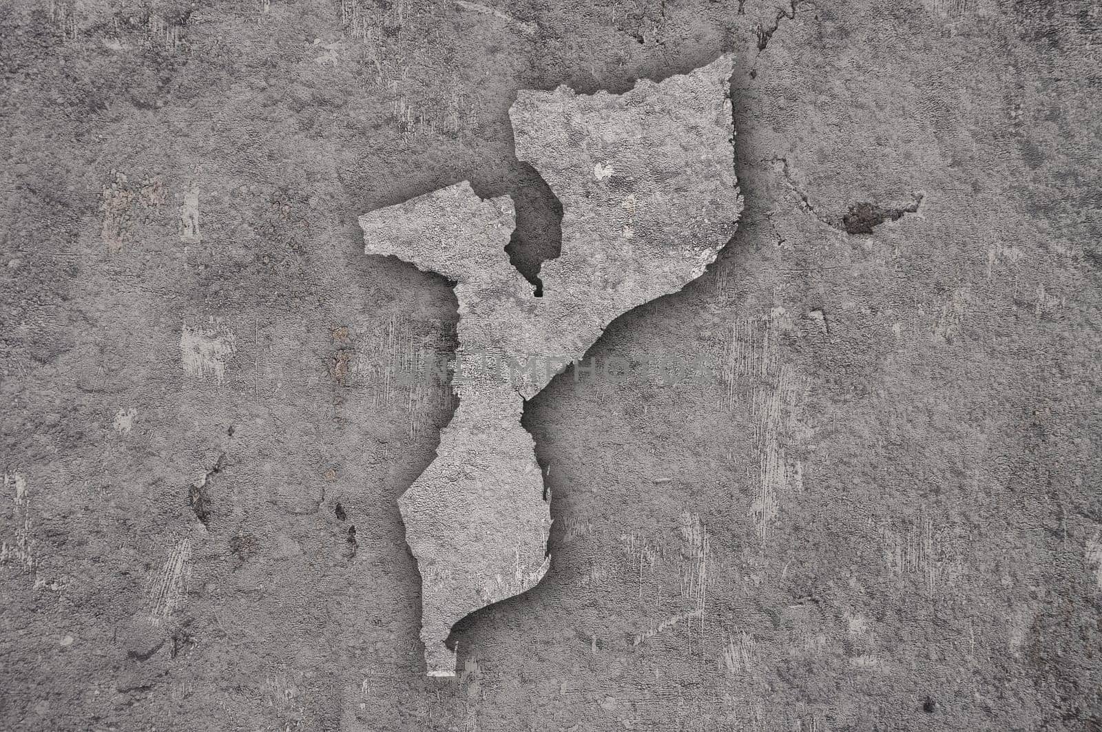 Map of Mozambique on weathered concrete