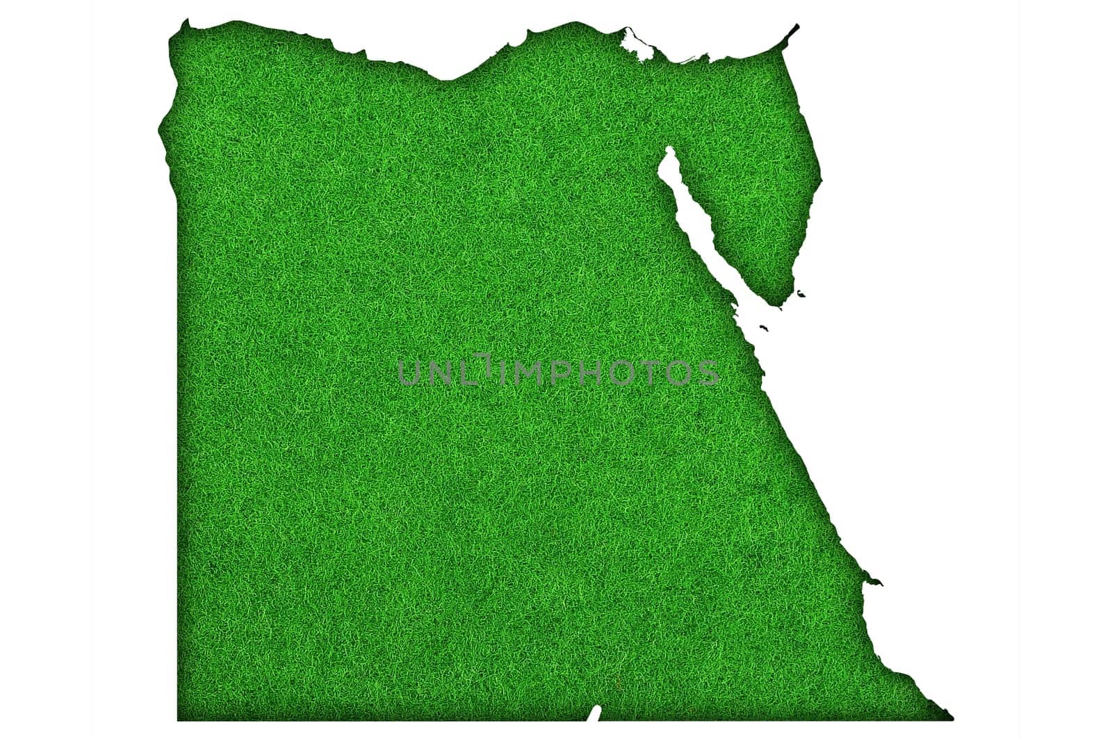 Map of Egypt on green felt
