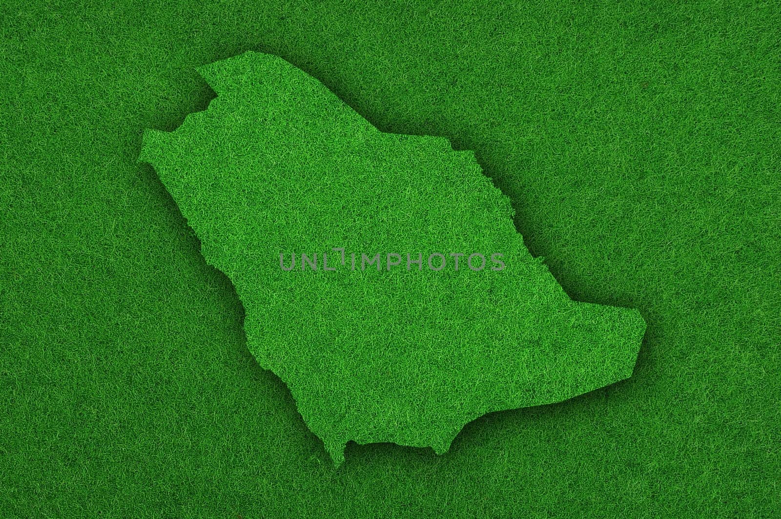 Map of Saudi Arabia on green felt