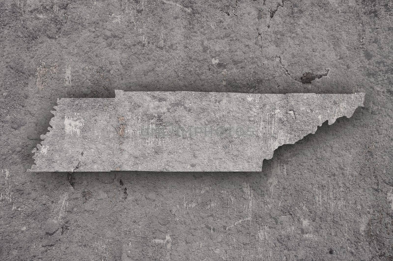 Map of Tennessee on weathered concrete