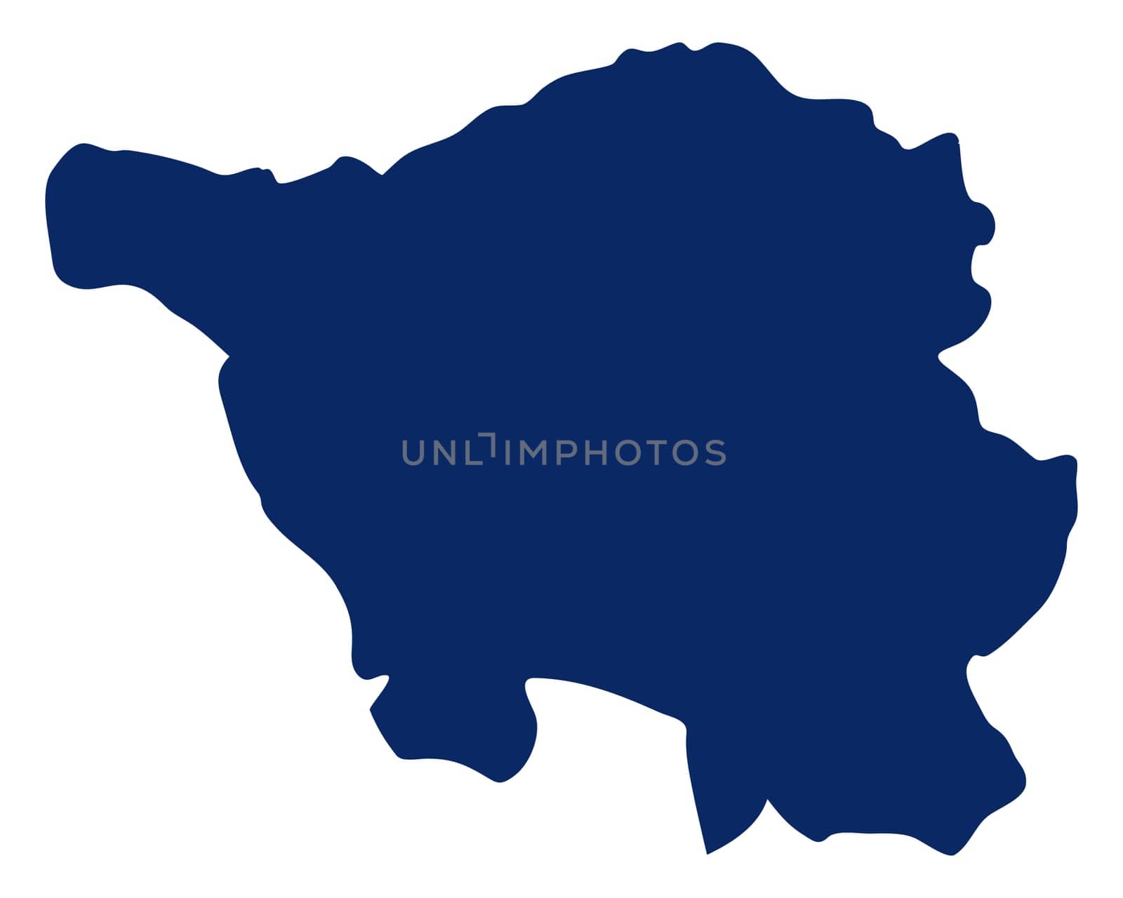 Karte von Saarland in blauer Farbe