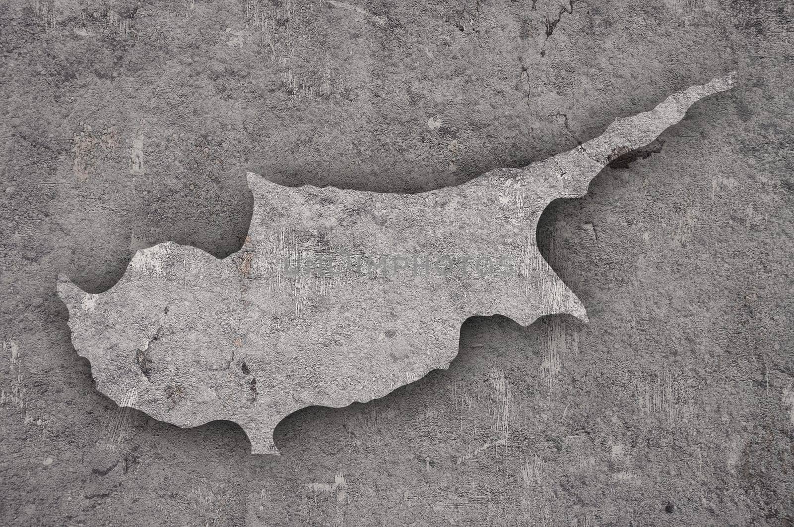 Map of Cyprus  on weathered concrete