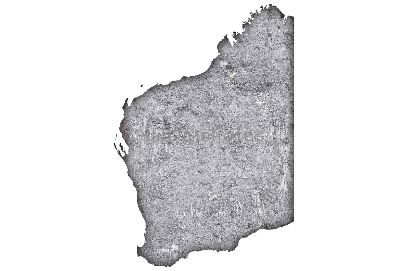 Map of Western Australia on weathered concrete