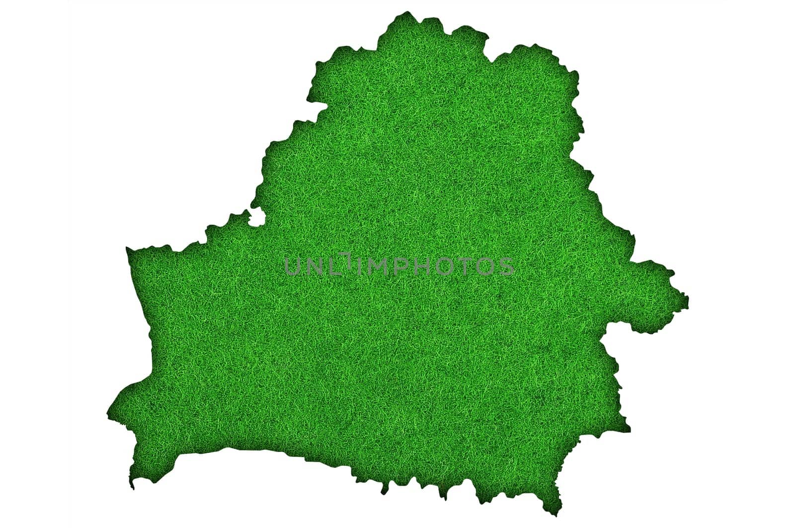 Map of Belarus on green felt