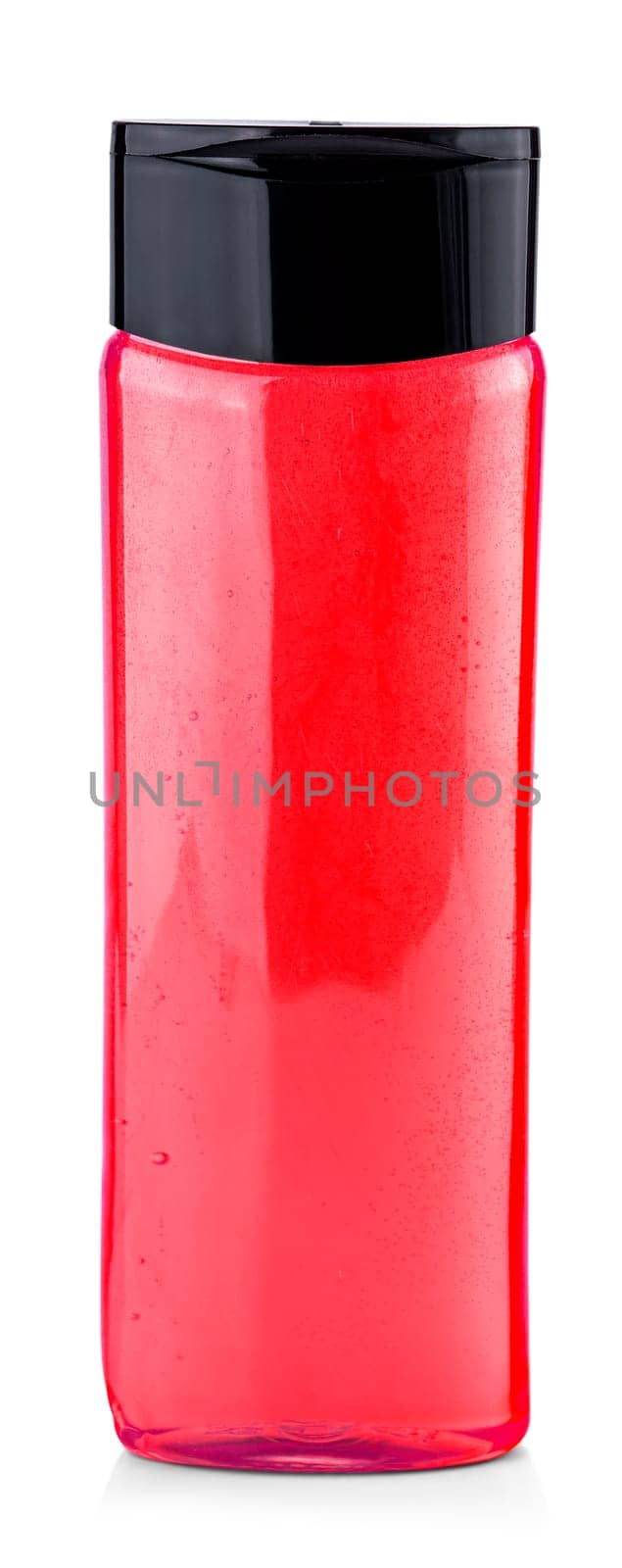 The red Shampoo bottle on a white background