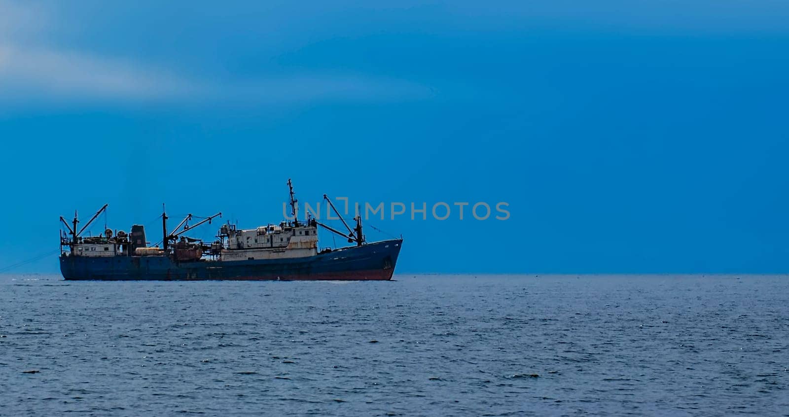Selective focus. The Fishing vessel for fishing in the sea.