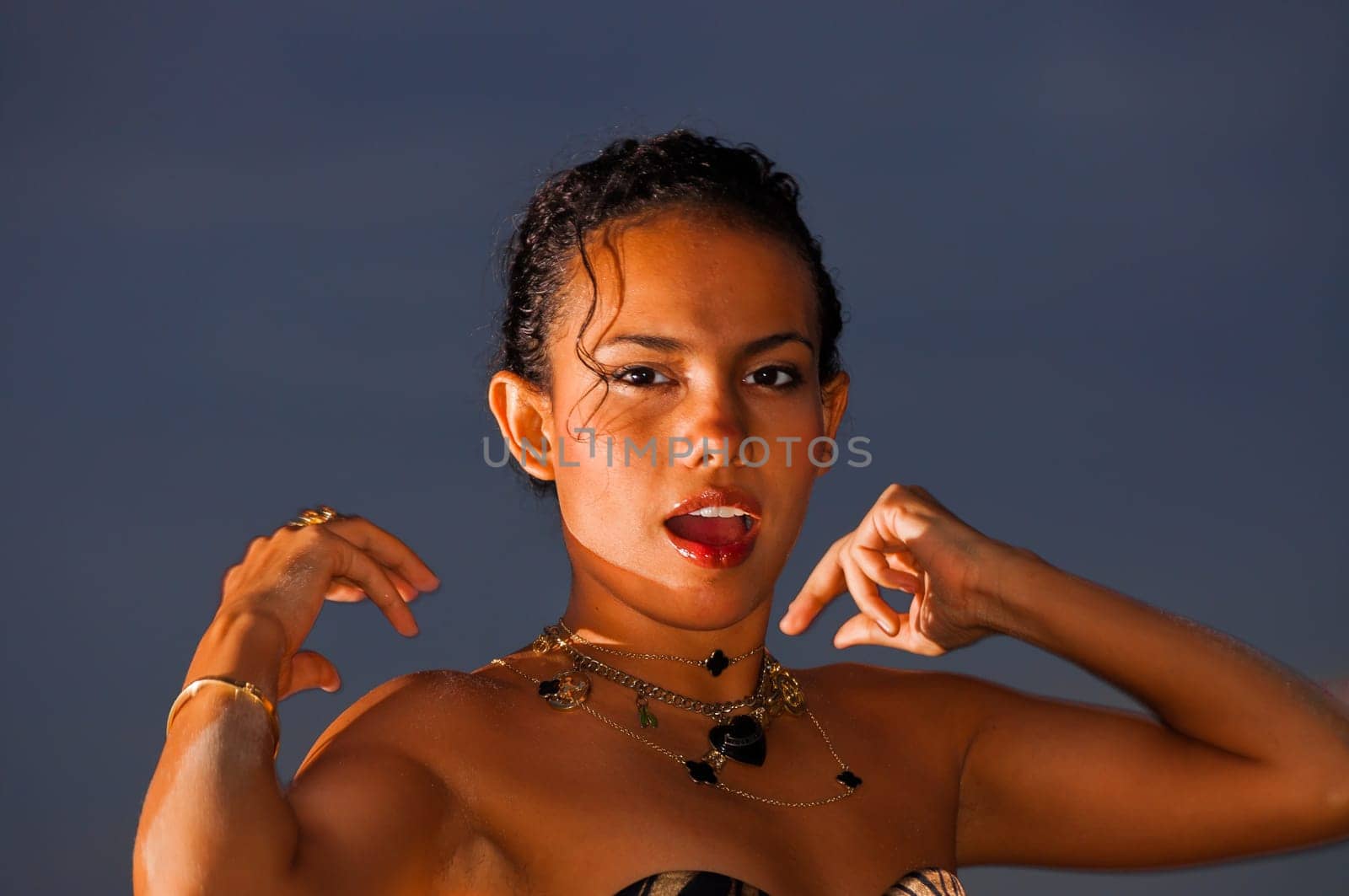 Beautiful and sexy girl posing on the beach in dominican republic