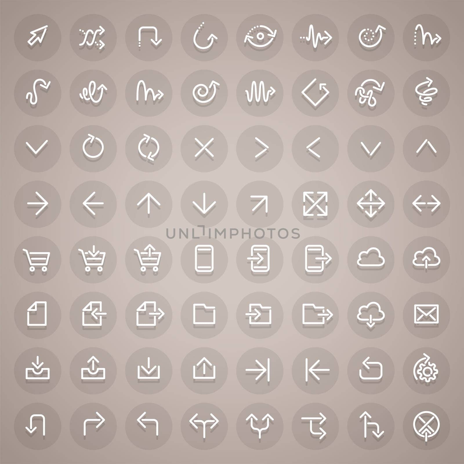 Stroke Arrow Round Icons Set. Clipping paths included in additional jpg format.