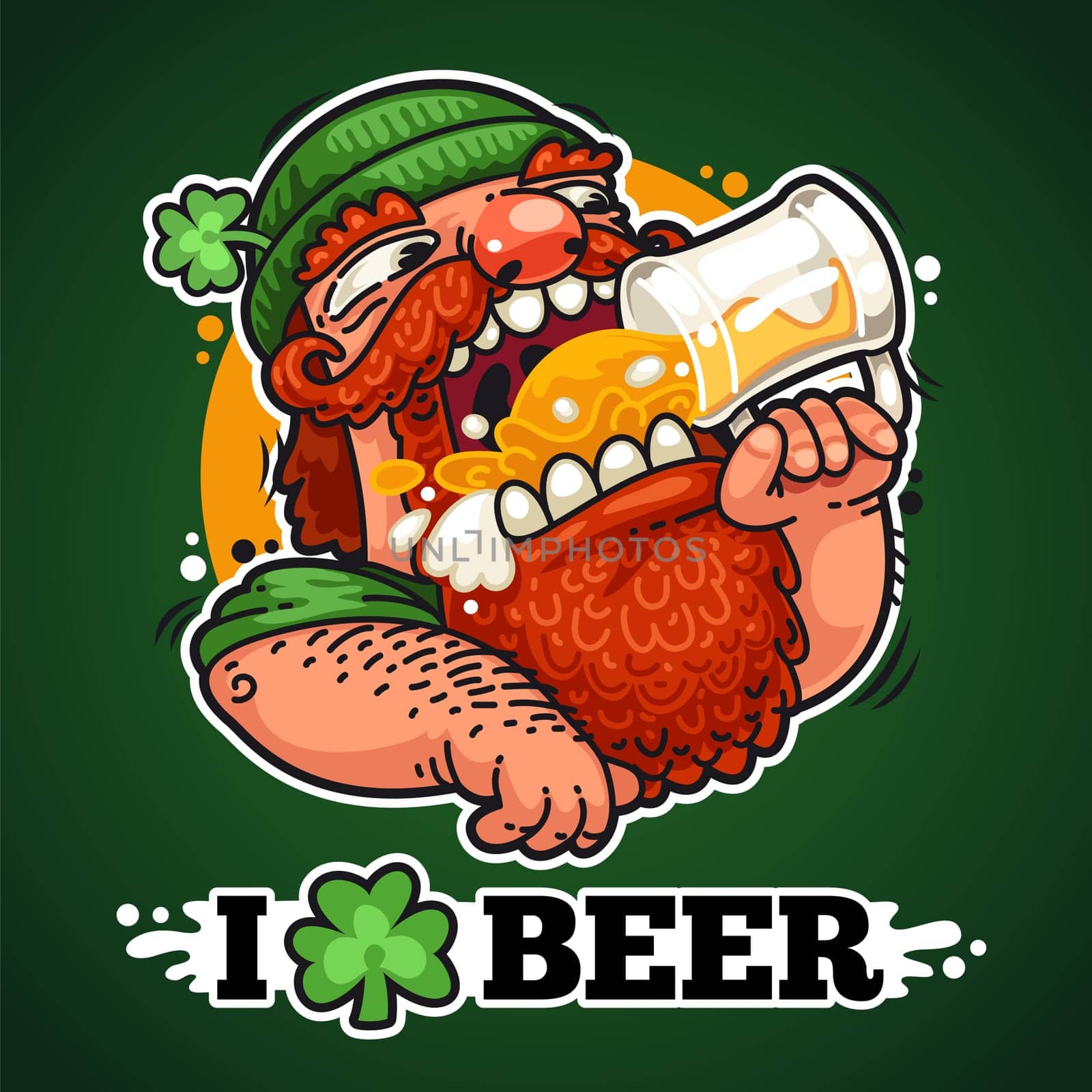 Patrick With Beer. Clipping paths included in additional jpg format.