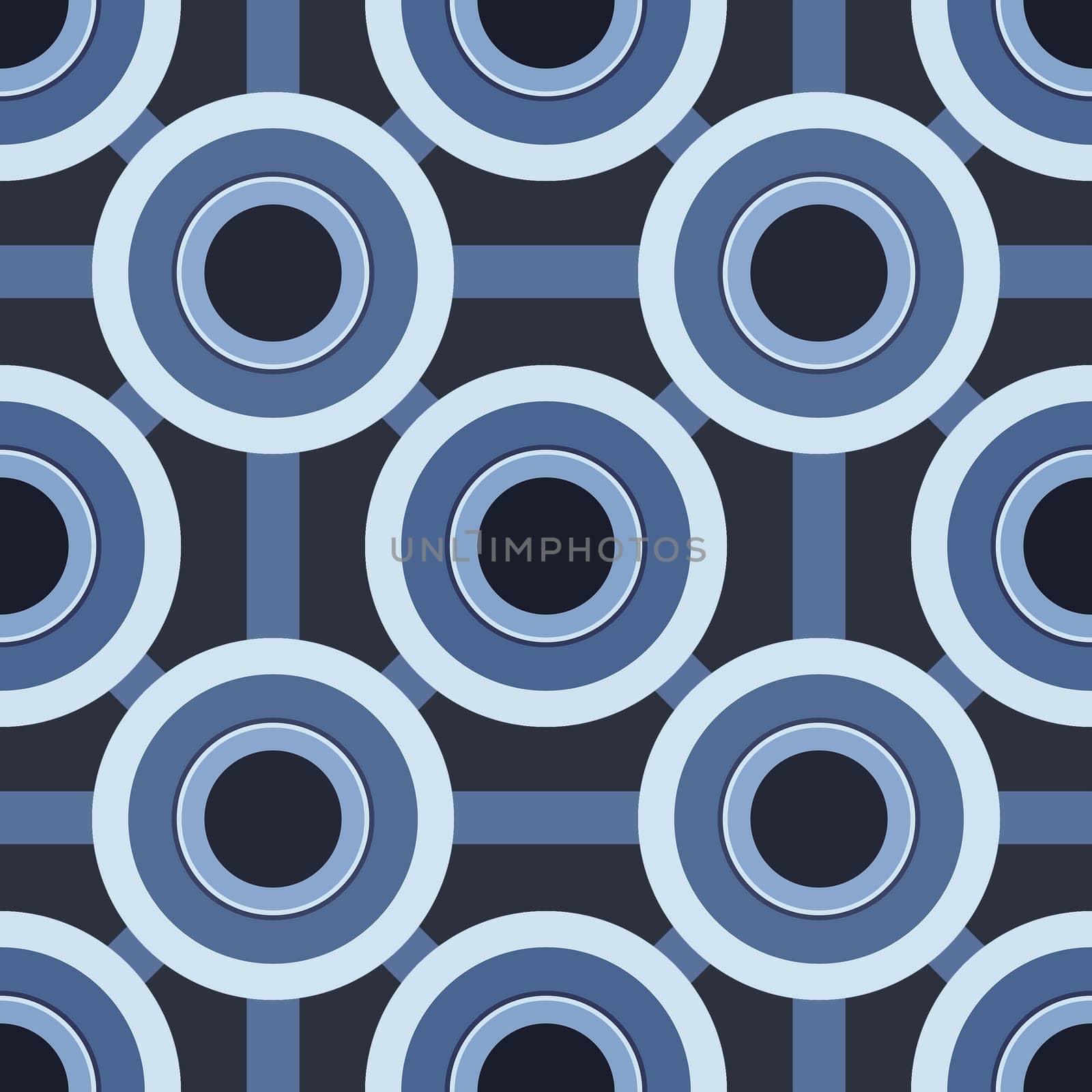 Shades of blue geometric circle pattern with connecting lines.