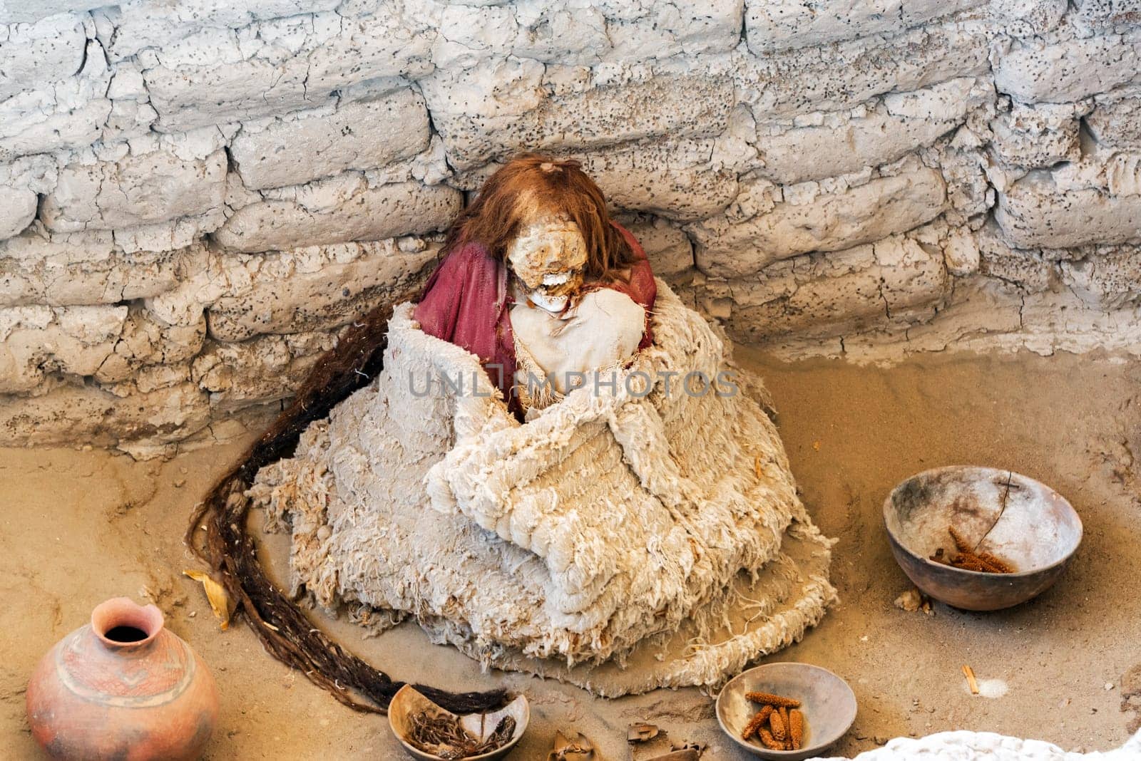 Mummy from the Chauchilla culture in Nazca, Peru
