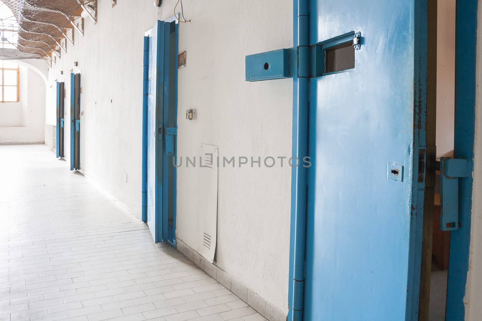 Line of armored doors. Four security doors.