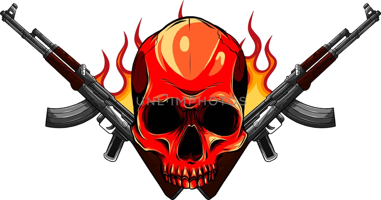Skull with machine guns AK-47.