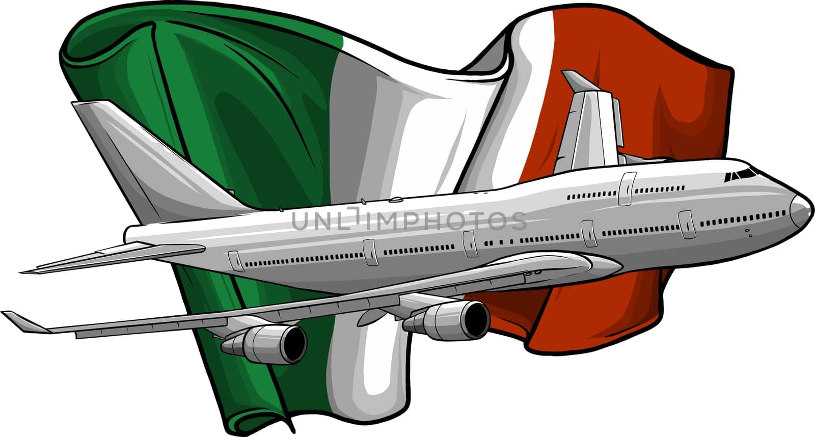 illustration of Airplane with italian flag