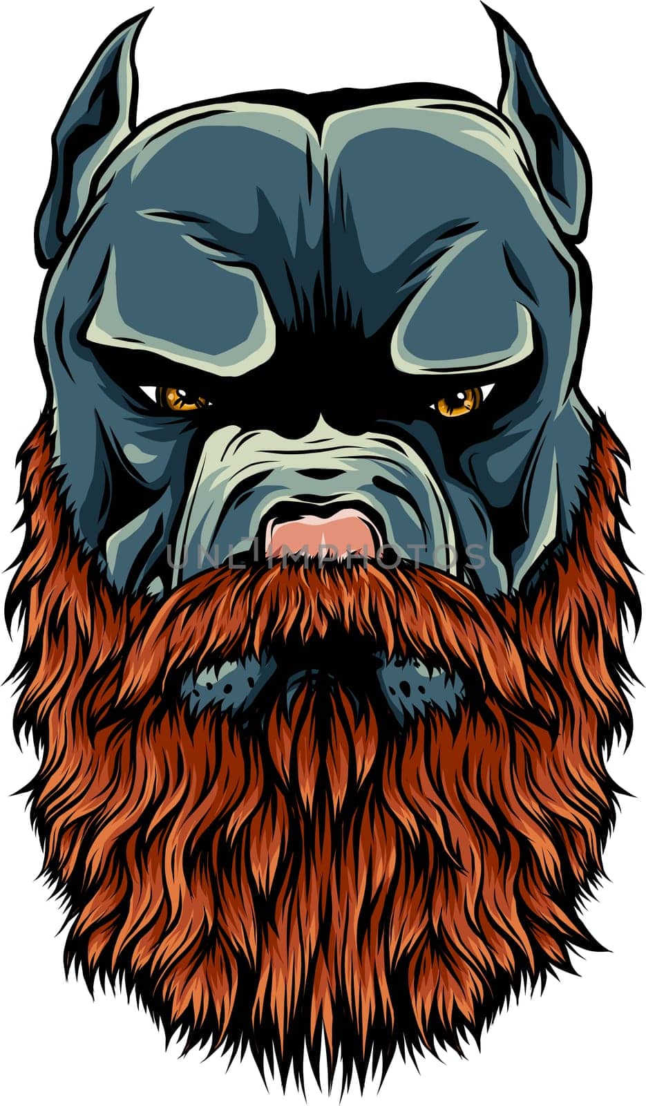 Pitbull head with beard design