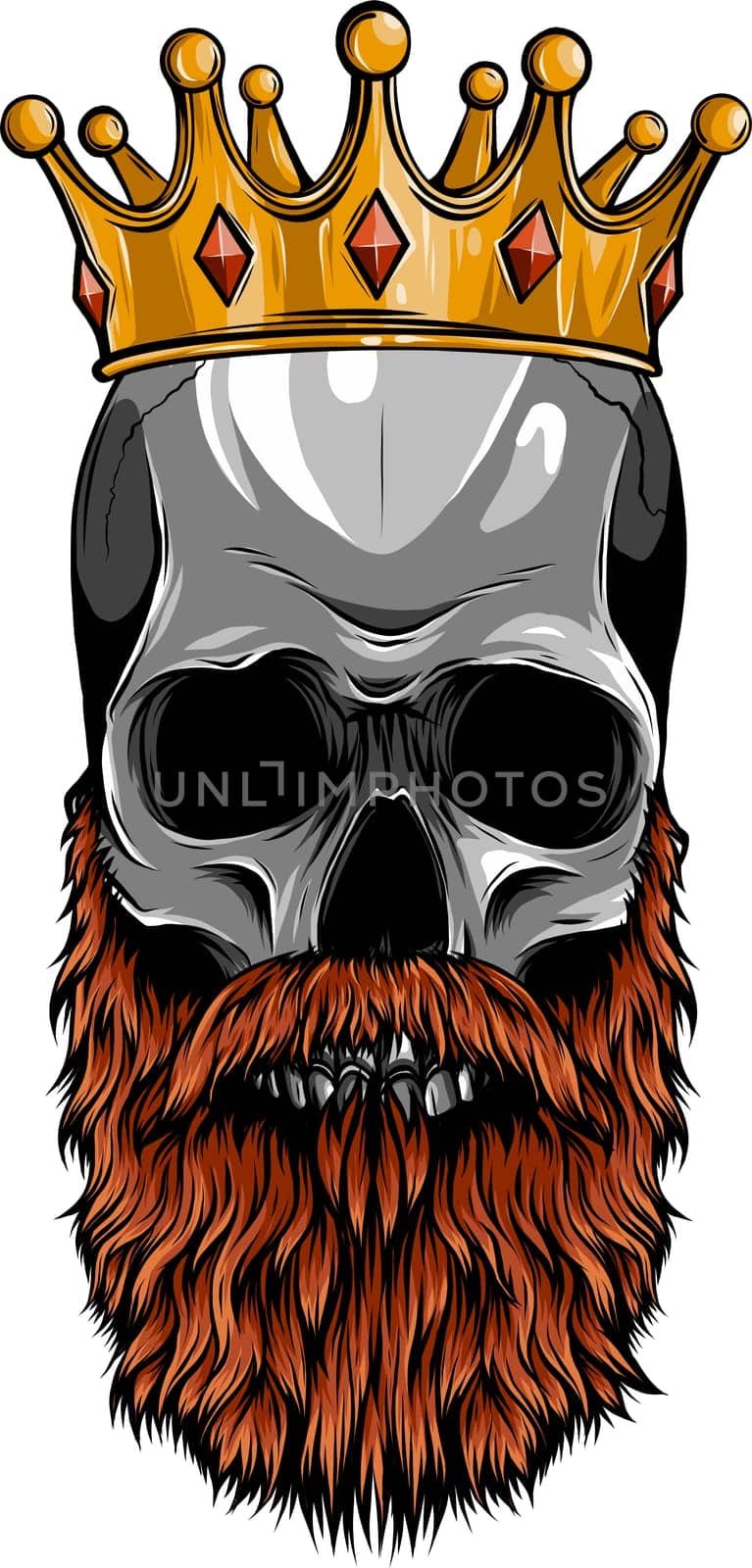 illustration of king skull with beard