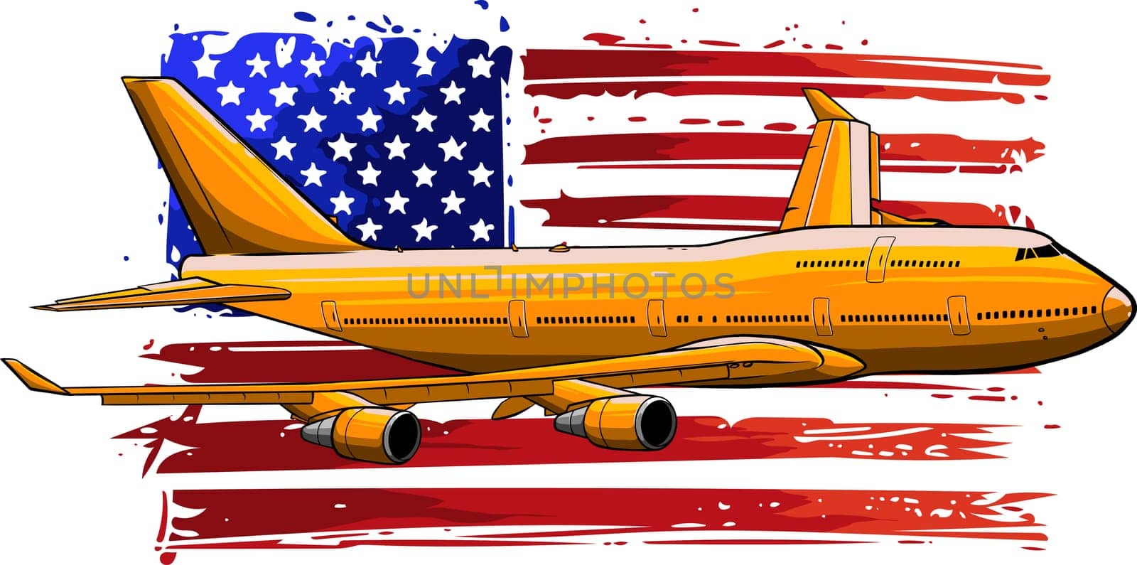 illustration of airplane with american flag