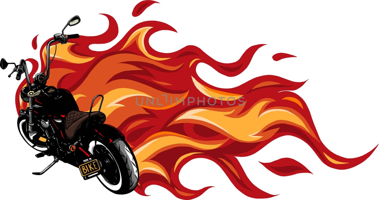 custom motorcycle with flames vector