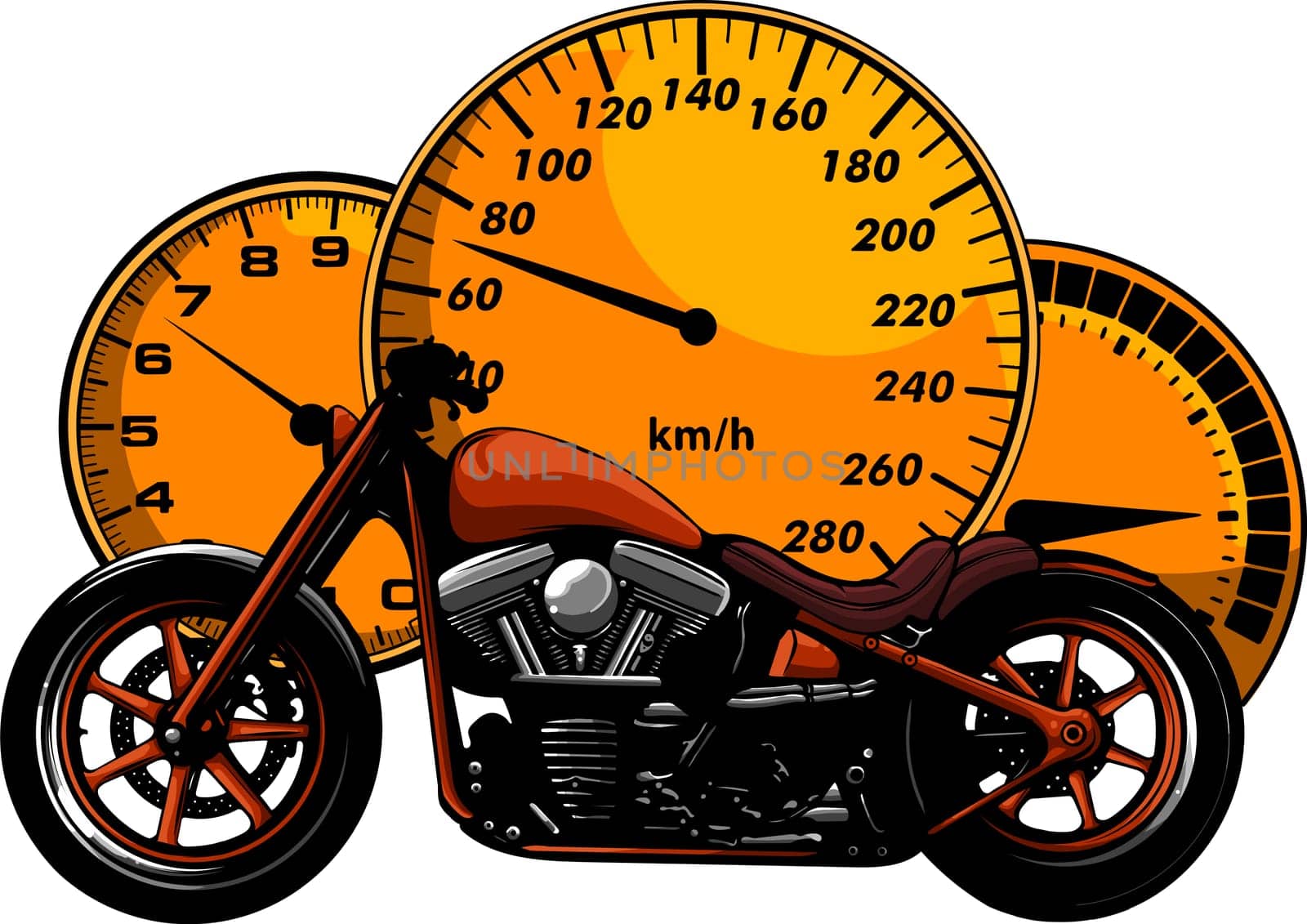custom Motorcycle with speedometer vector illustration