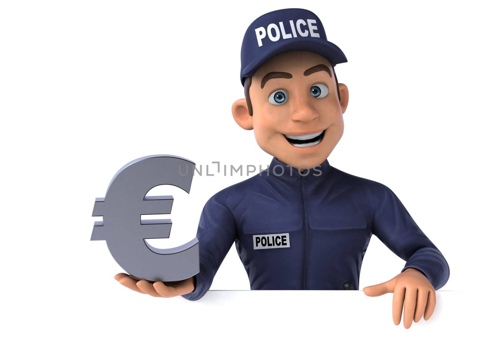 Fun 3D illustration of a cartoon Police Officer