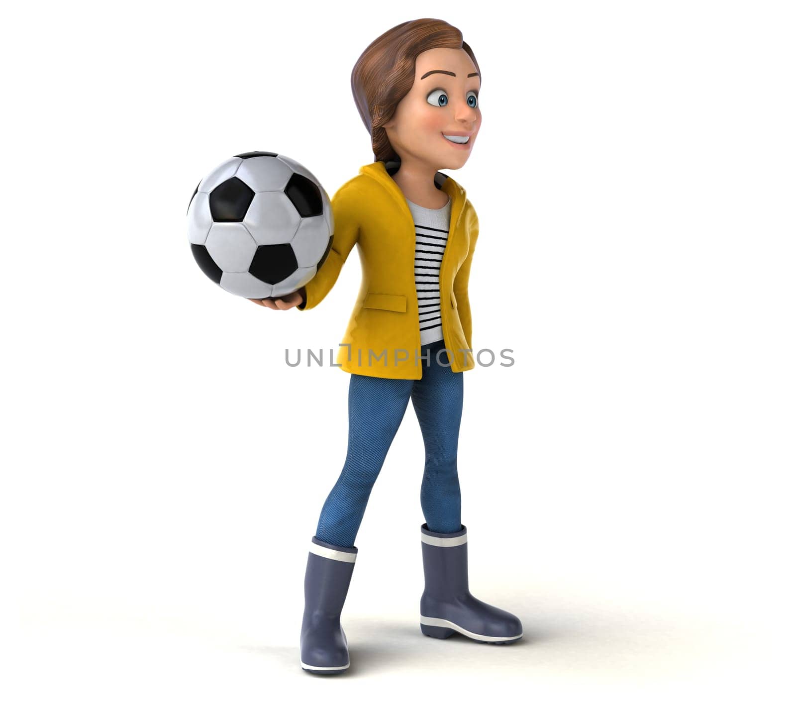 Fun 3D illustration of a cartoon teenage girl