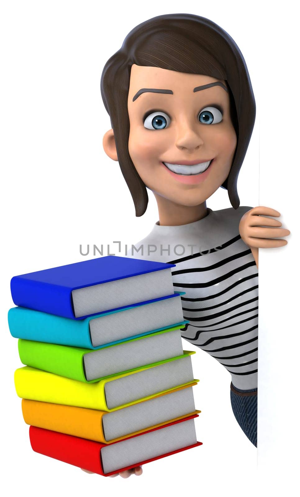 Fun 3D cartoon casual character woman