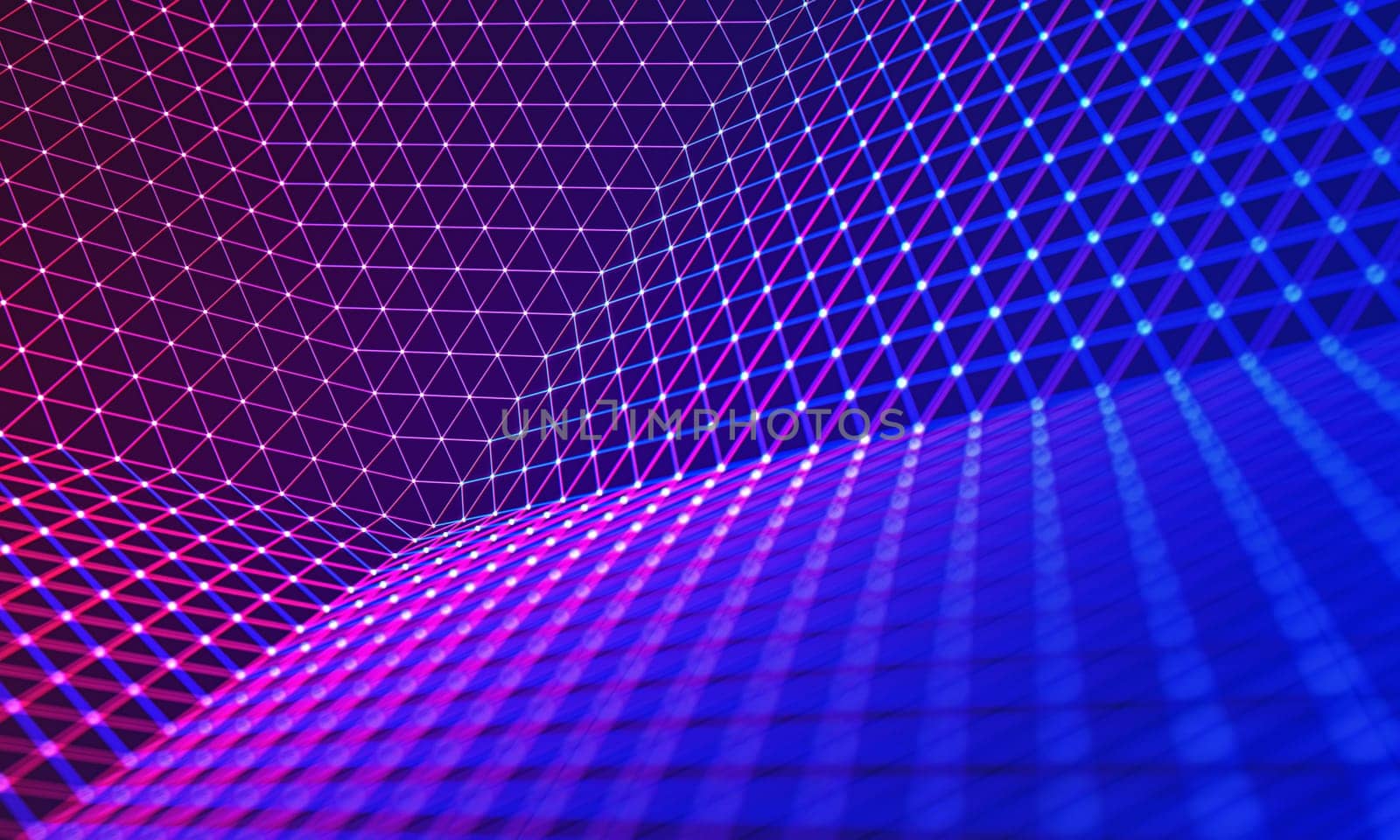3D illustration, embossed mesh representing internet connections, cloud computing and neural network.