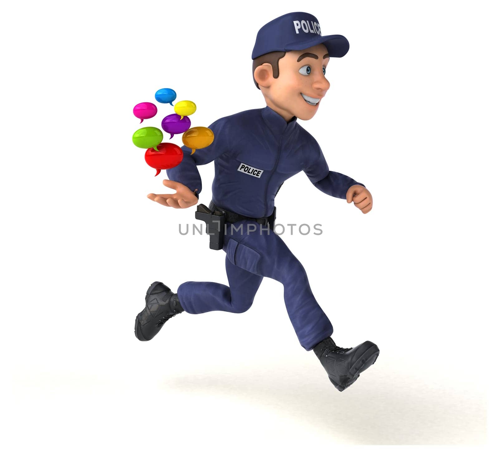 Fun 3D illustration of a cartoon Police Officer