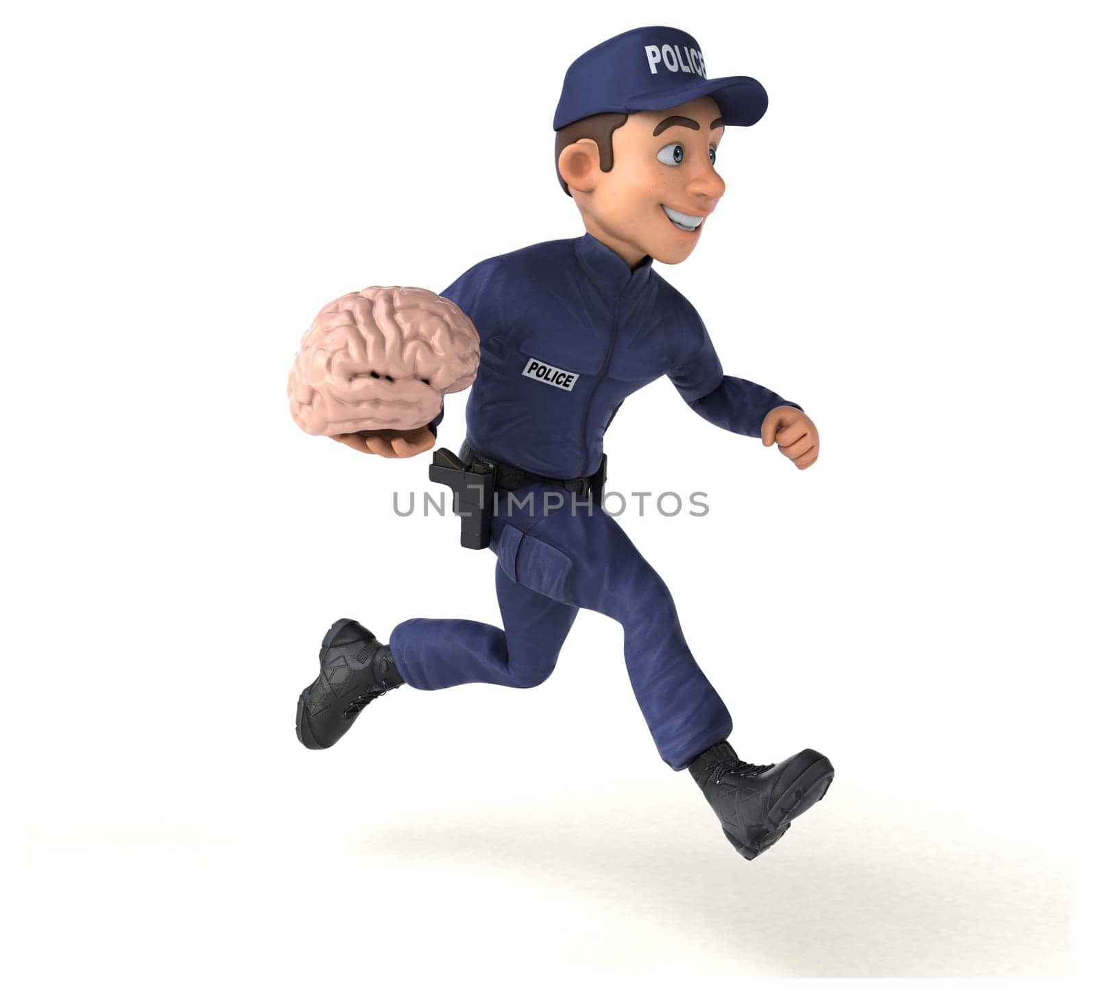 Fun 3D illustration of a cartoon Police Officer