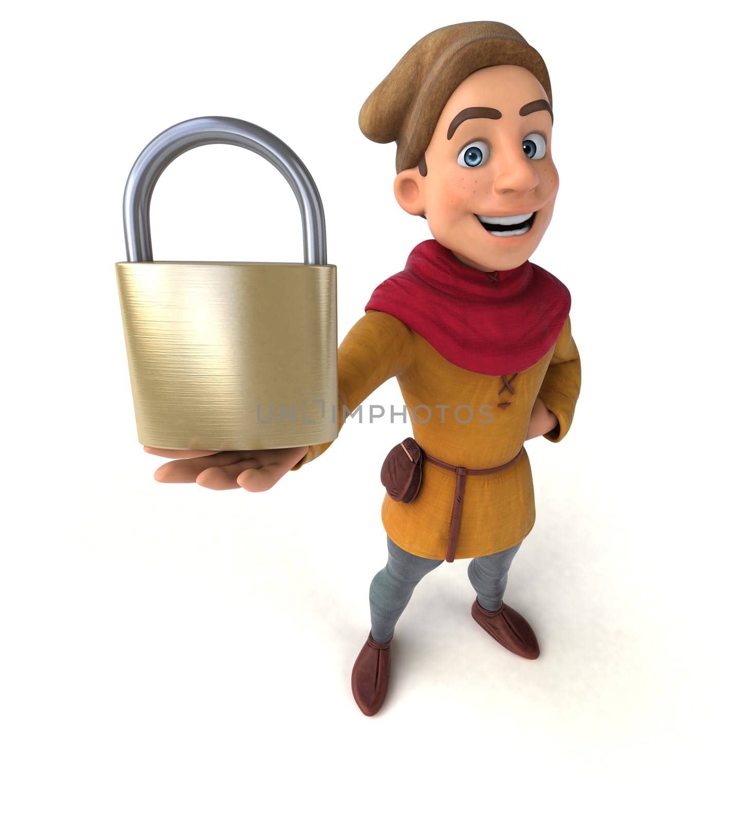 3D Illustration of a medieval historical character