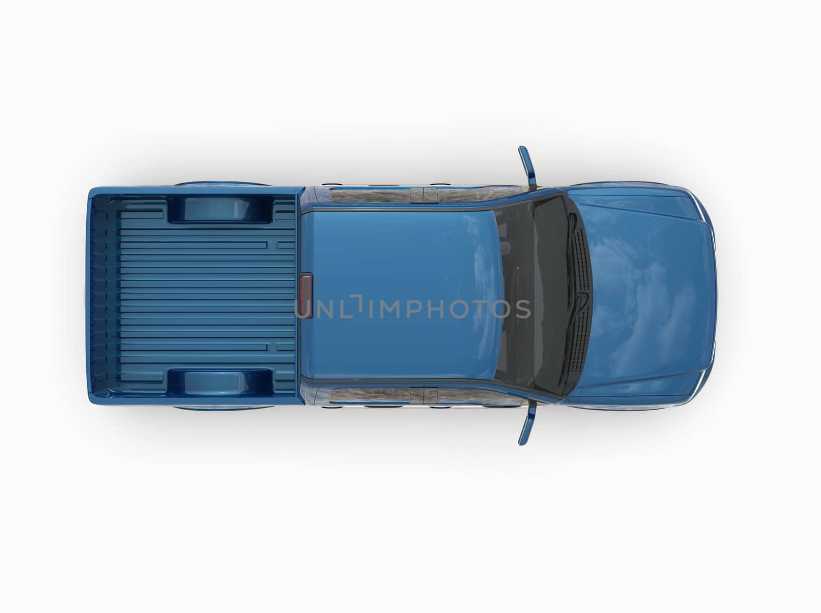 Generic and Brandless Pickup Truck with Enclosed Cabin Isolated on White 3d Illustration, Contemporary Light-Duty Truck Studio, Utility Vehicle Ute Auto Transport, Pickup Open Cargo Area Vehicle Sign