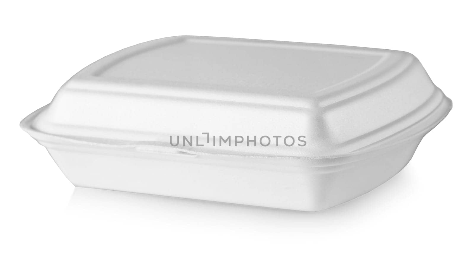 The plastic white disposable food box on white background
