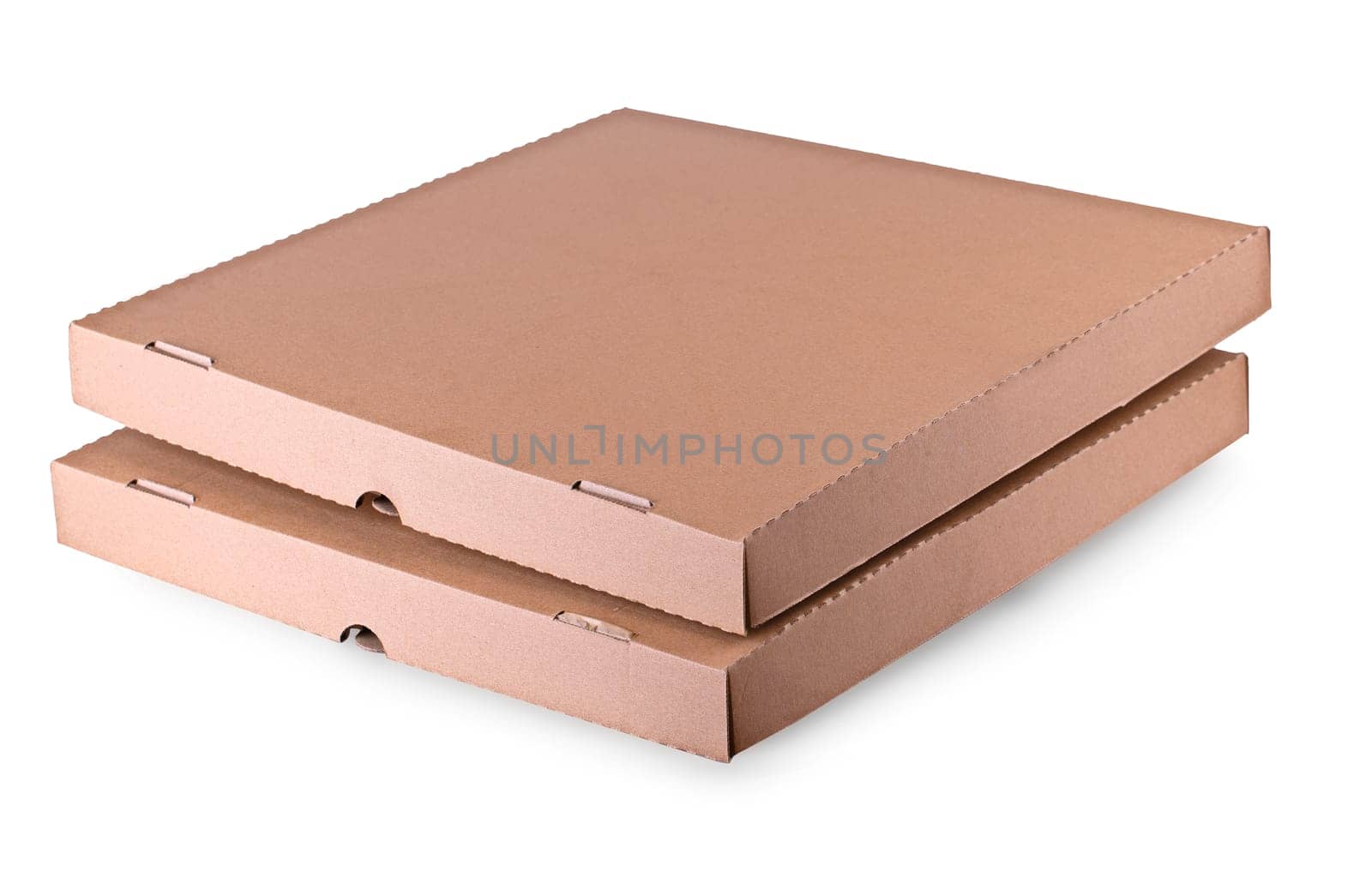 The two empty pizza boxes isolated on white background