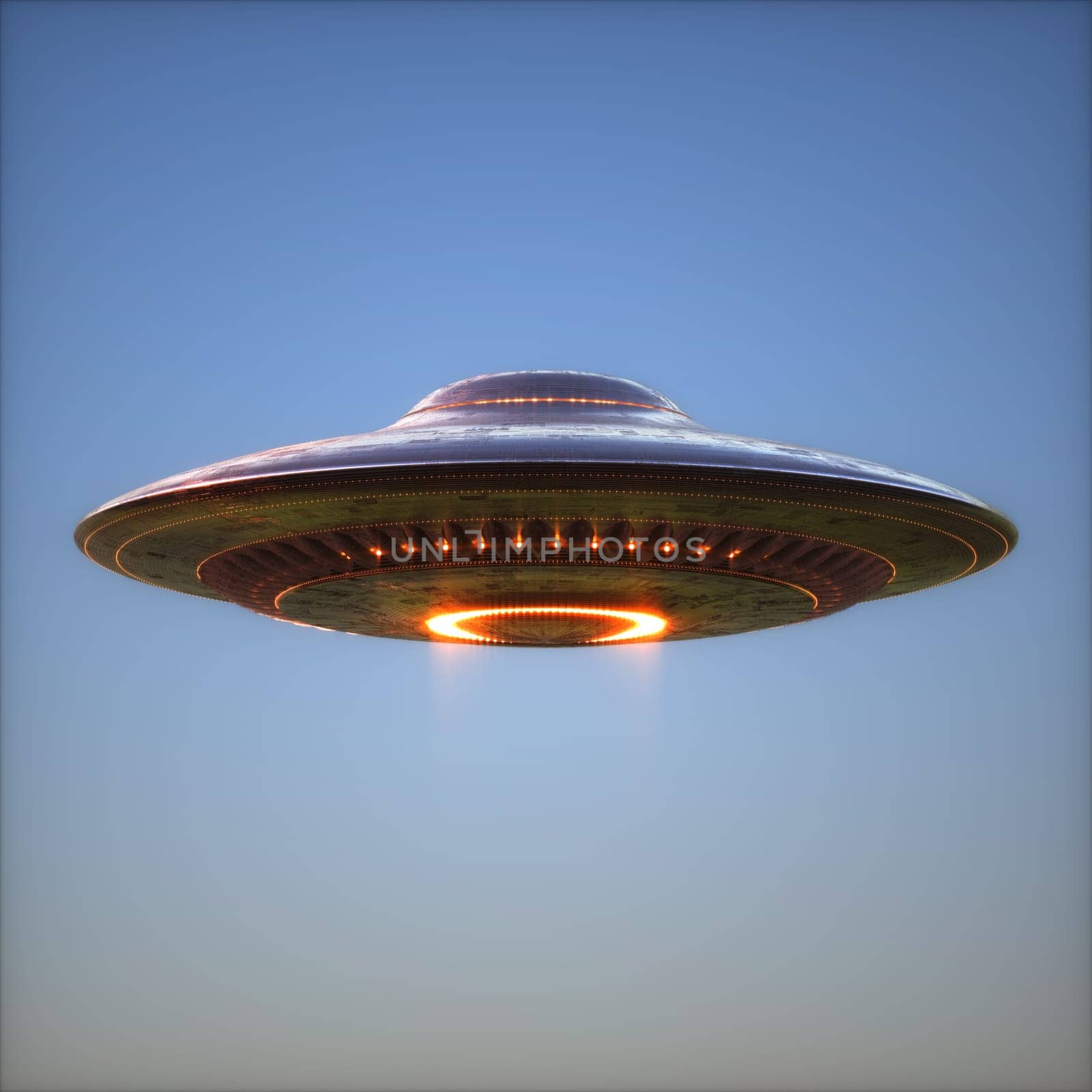 Unidentified flying object - UFO. Science Fiction image concept of ufology and life out of planet Earth. Clipping Path Included.