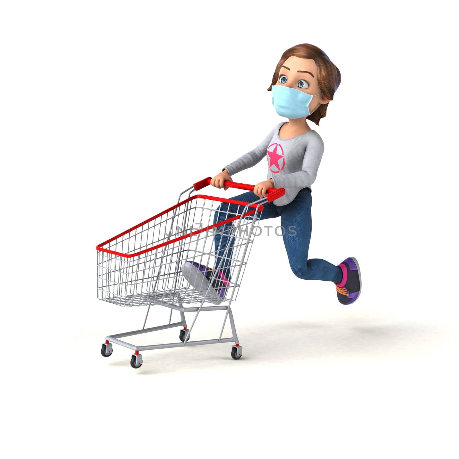 Fun 3D illustration of a cartoon teenage girl