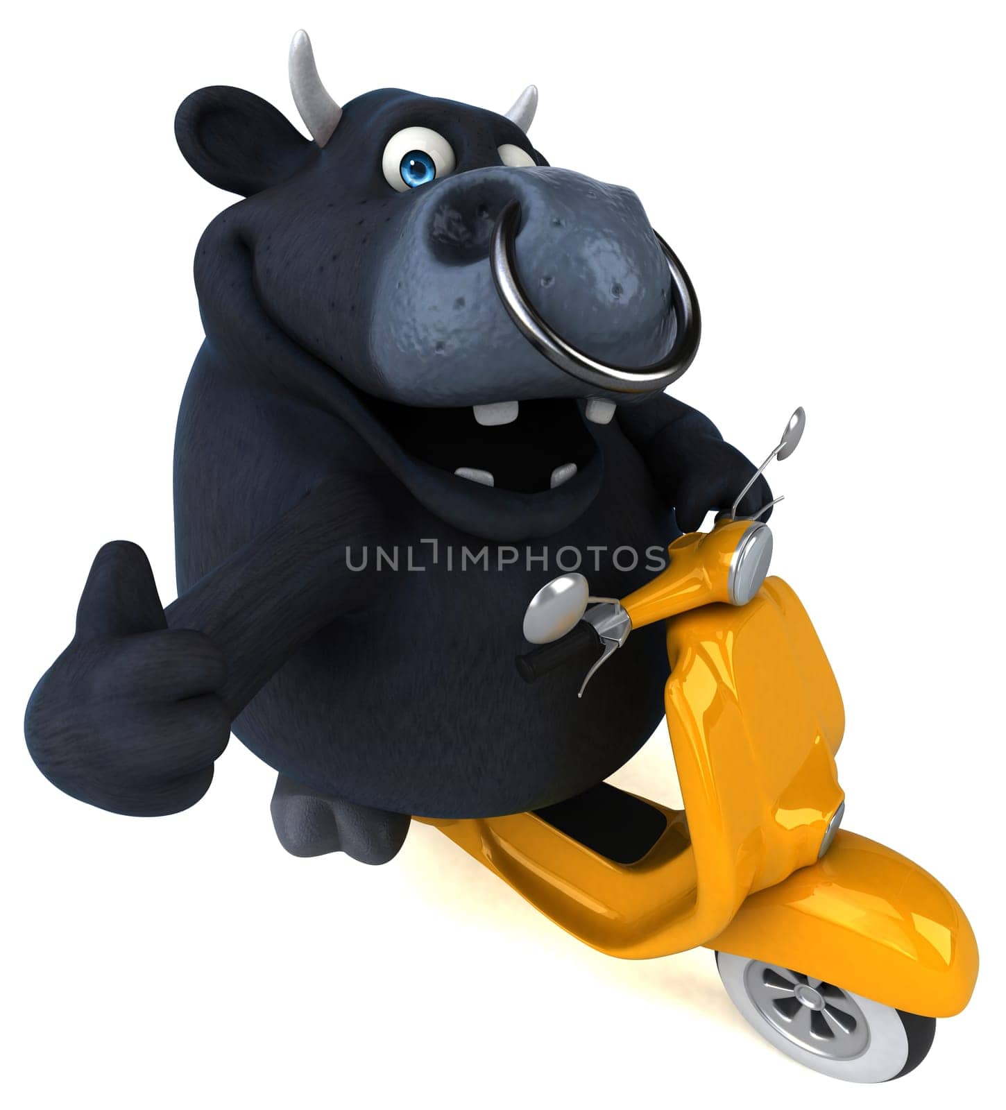 Fun black bull - 3D Illustration