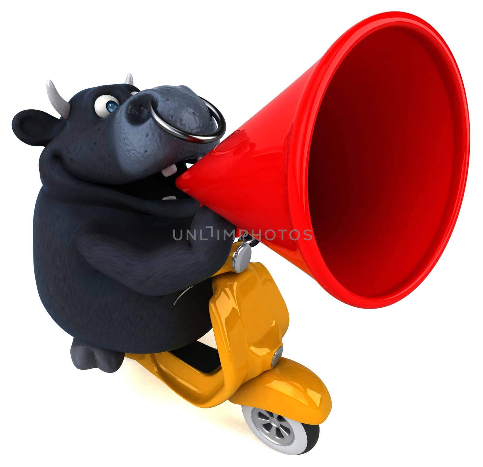 Fun black bull - 3D Illustration