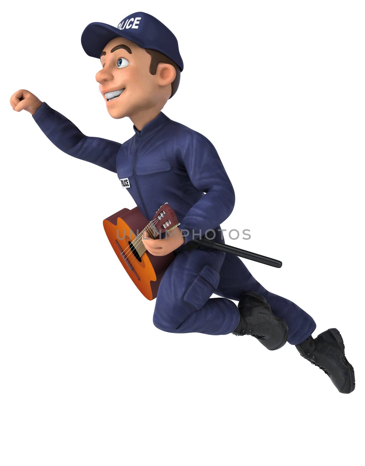 Fun 3D illustration of a cartoon Police Officer