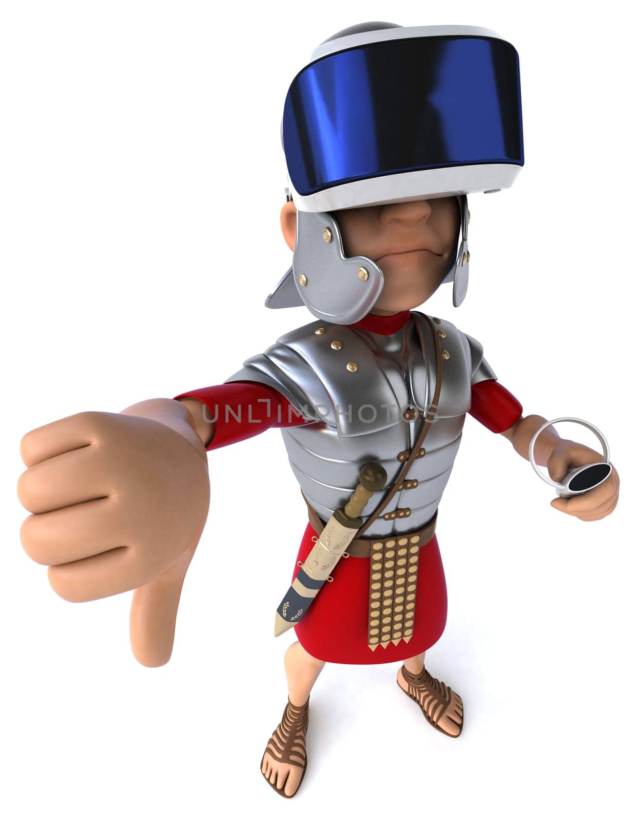 Fun 3D Illustration of a roman soldier with a VR Helmet