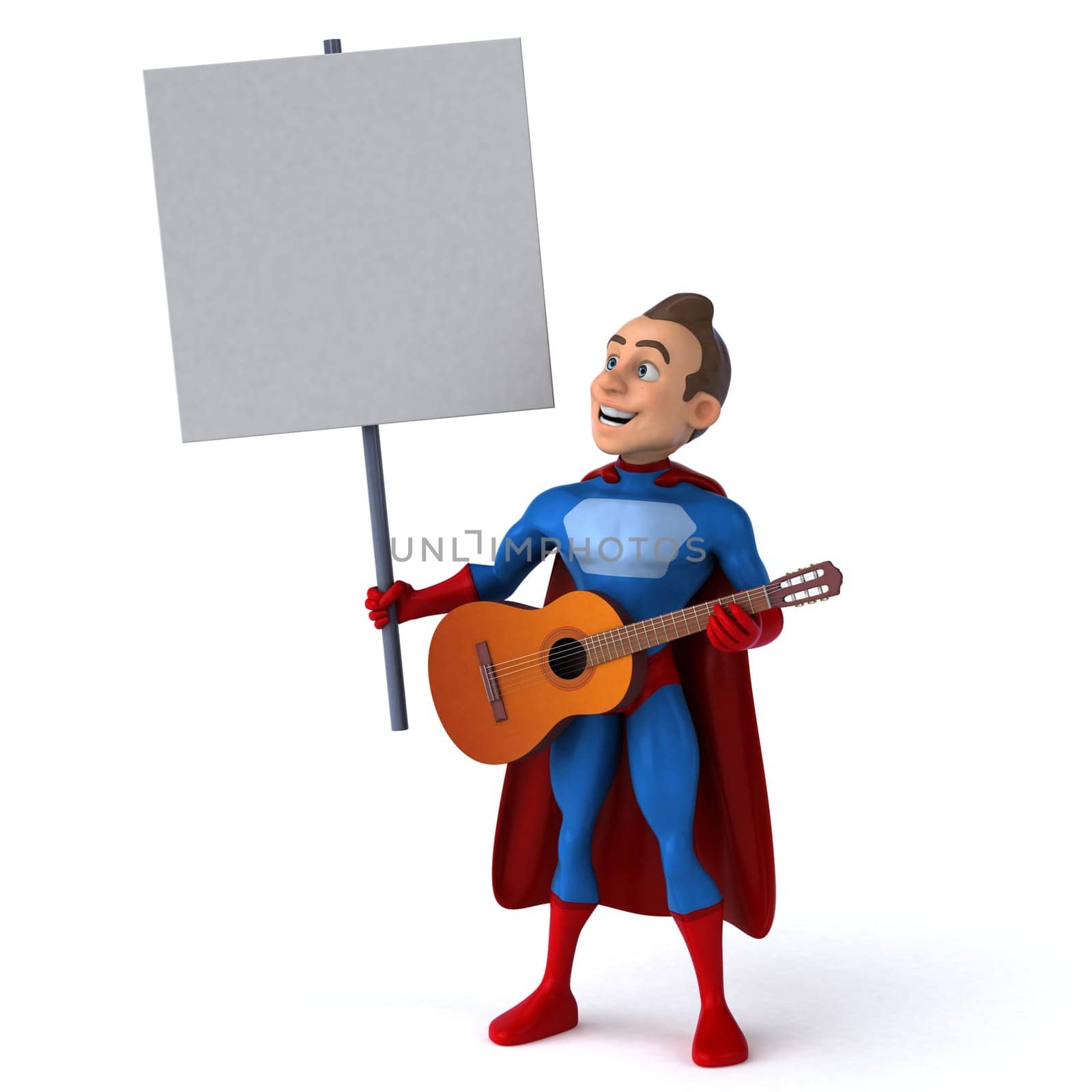 Fun 3D illustration of a fun superhero