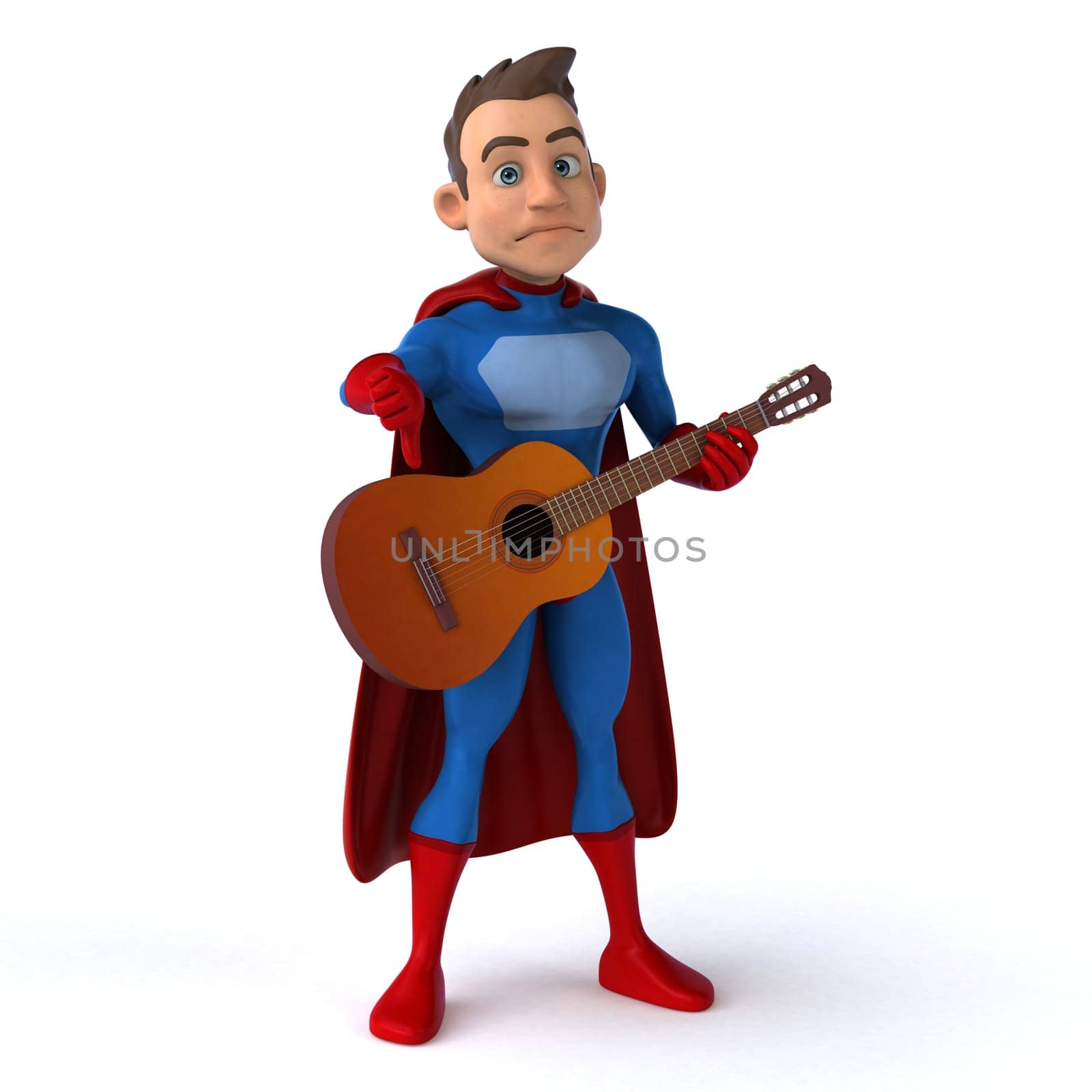 Fun 3D illustration of a fun superhero