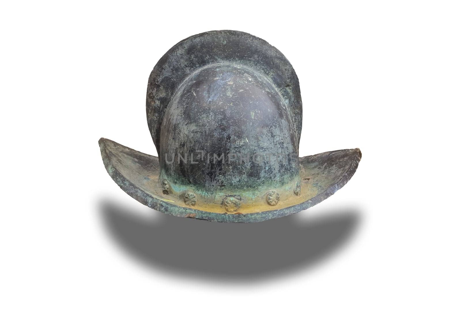 16h Century crested helmet morion. Isolated over white background