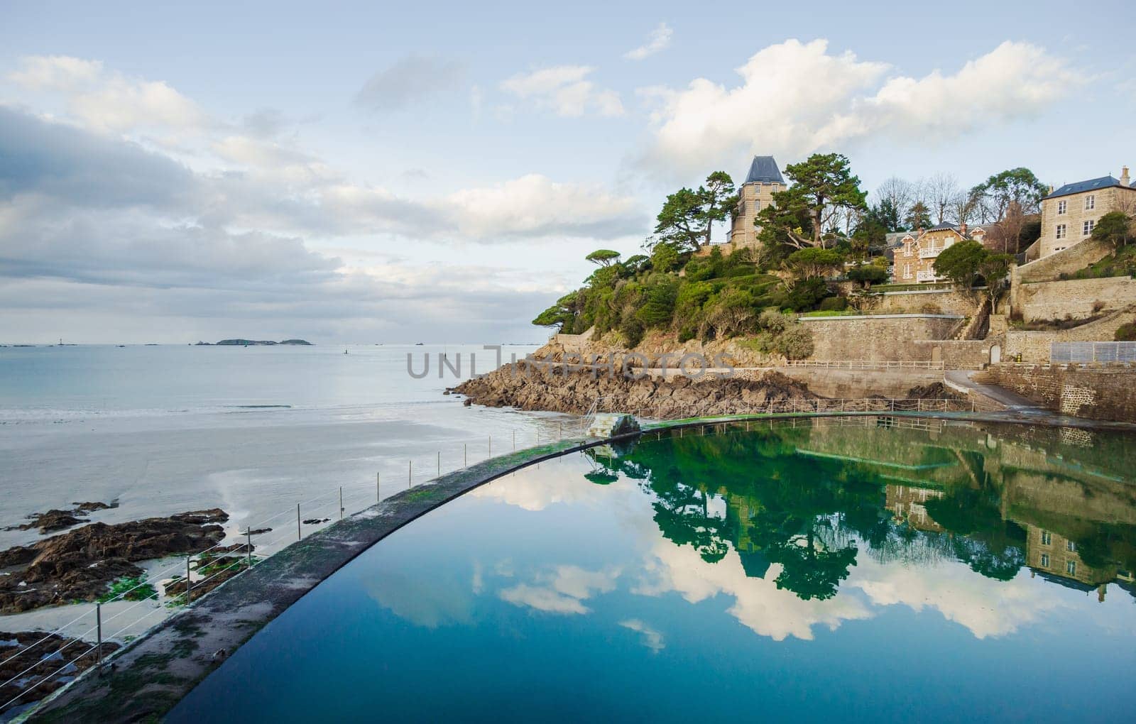 Beach and swiming pool in Dinard, Brittany, France